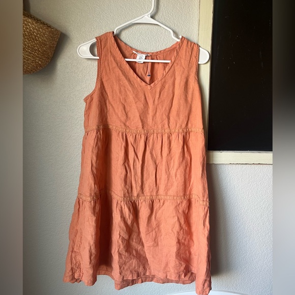 Lucky Brand Dresses & Skirts - Lucky Brand Ruffle Tiered Dress Coral V Neck